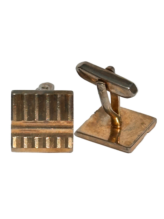 c.1960s True Vintage Gold Tone Textured Square Cufflinks