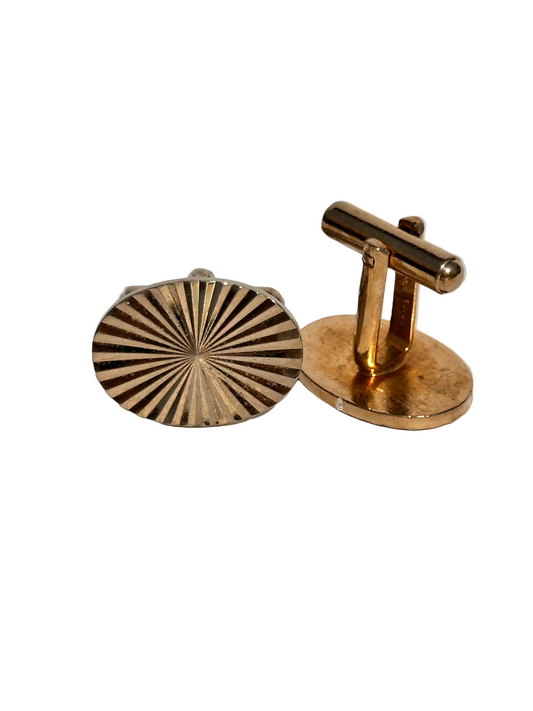 c.1960s True Vintage Gold Tone Atomic Sunburst Oval Cufflinks