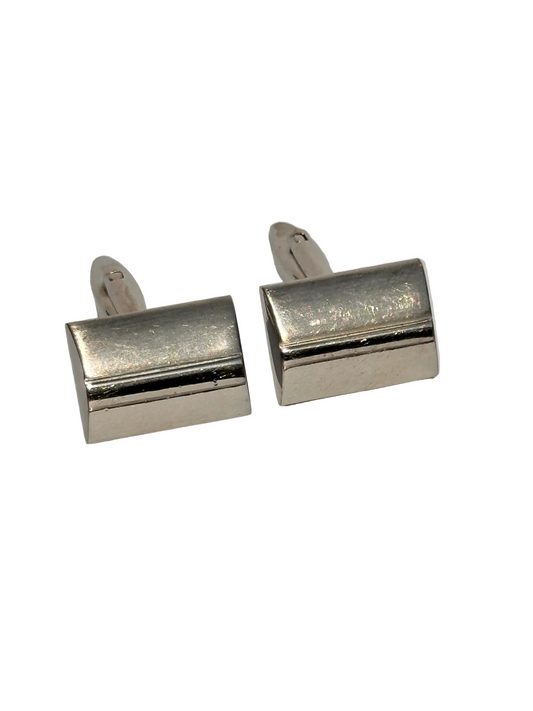 c.1960s True Vintage Minimalist Silver Tone Cufflinks