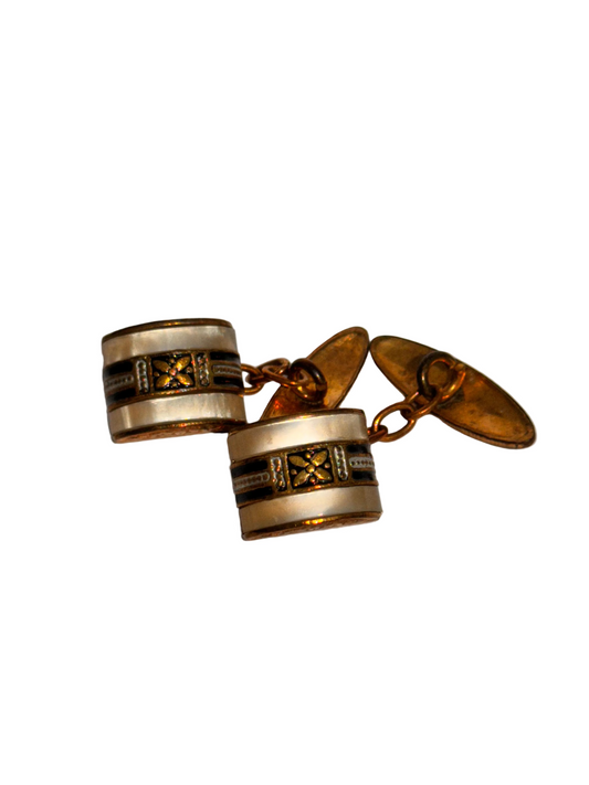 c.1960s True Vintage Toledo Damascene Style Swivel Barrel Cufflinks