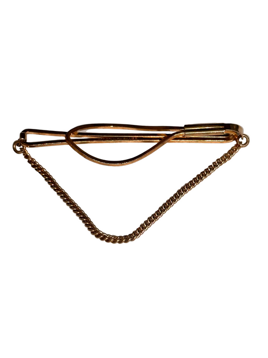 c.1960s True Vintage Gold Plated Sterling Silver Tie Clip Chain Bar