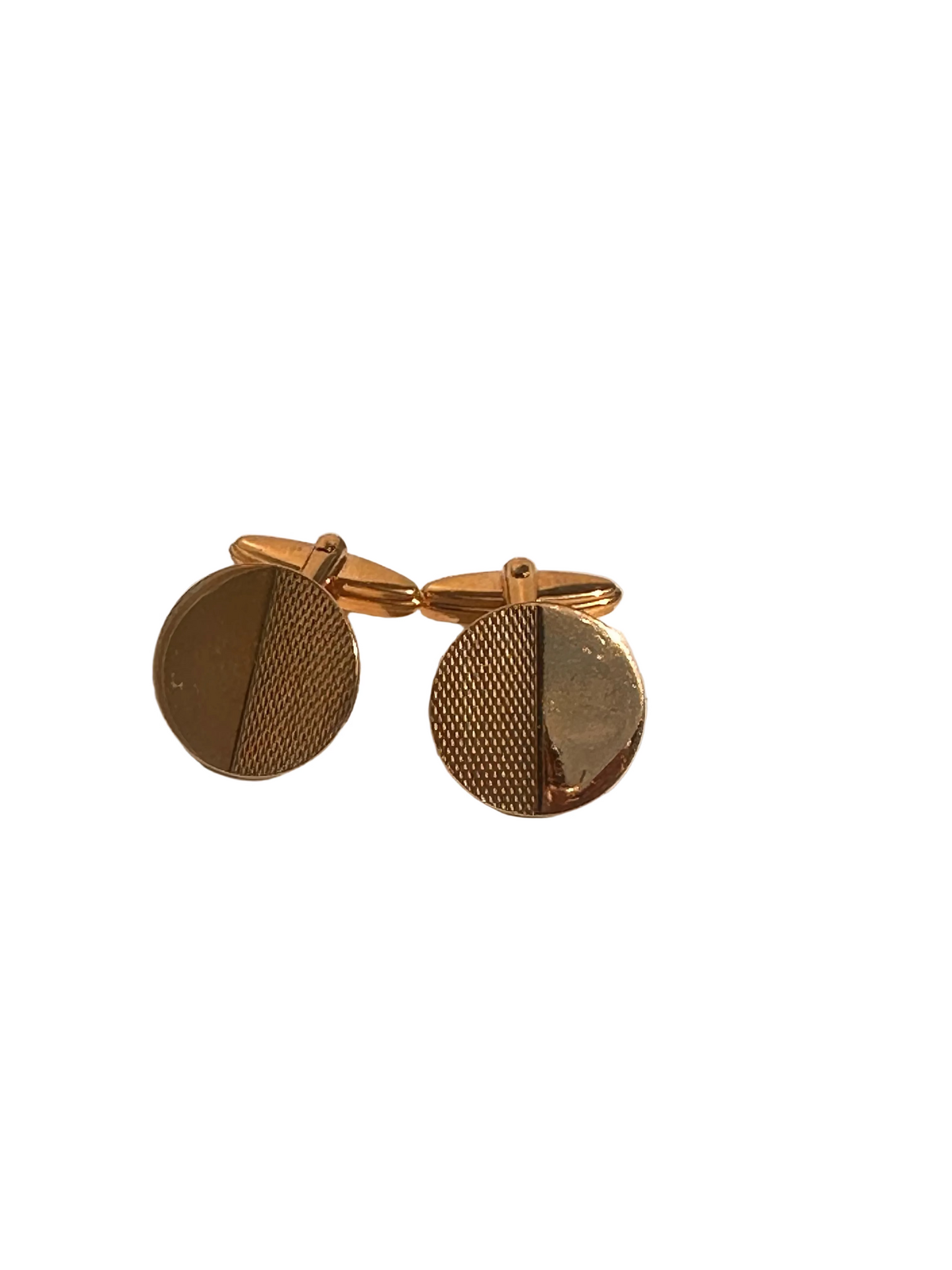 c.1960s True Vintage Gold Tone Modernist Round Cufflinks
