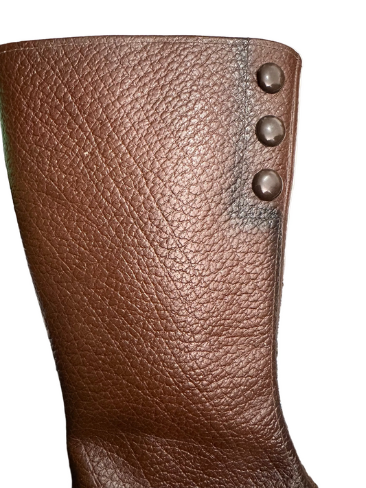 Rare 1960s CEBO EVA 65 Brown Pebbled Leather Boots Made in Czechoslovakia