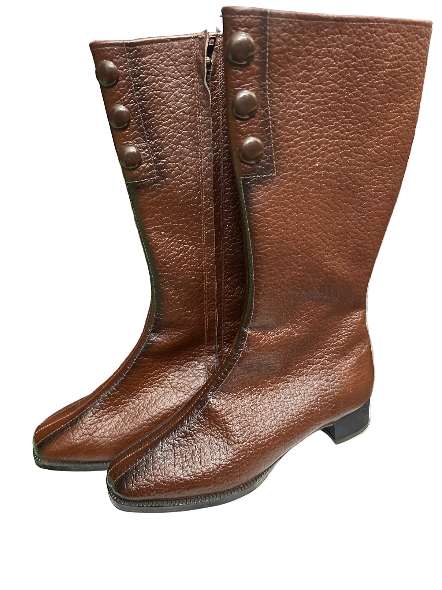Rare 1960s CEBO EVA 65 Brown Pebbled Leather Boots Made in Czechoslovakia