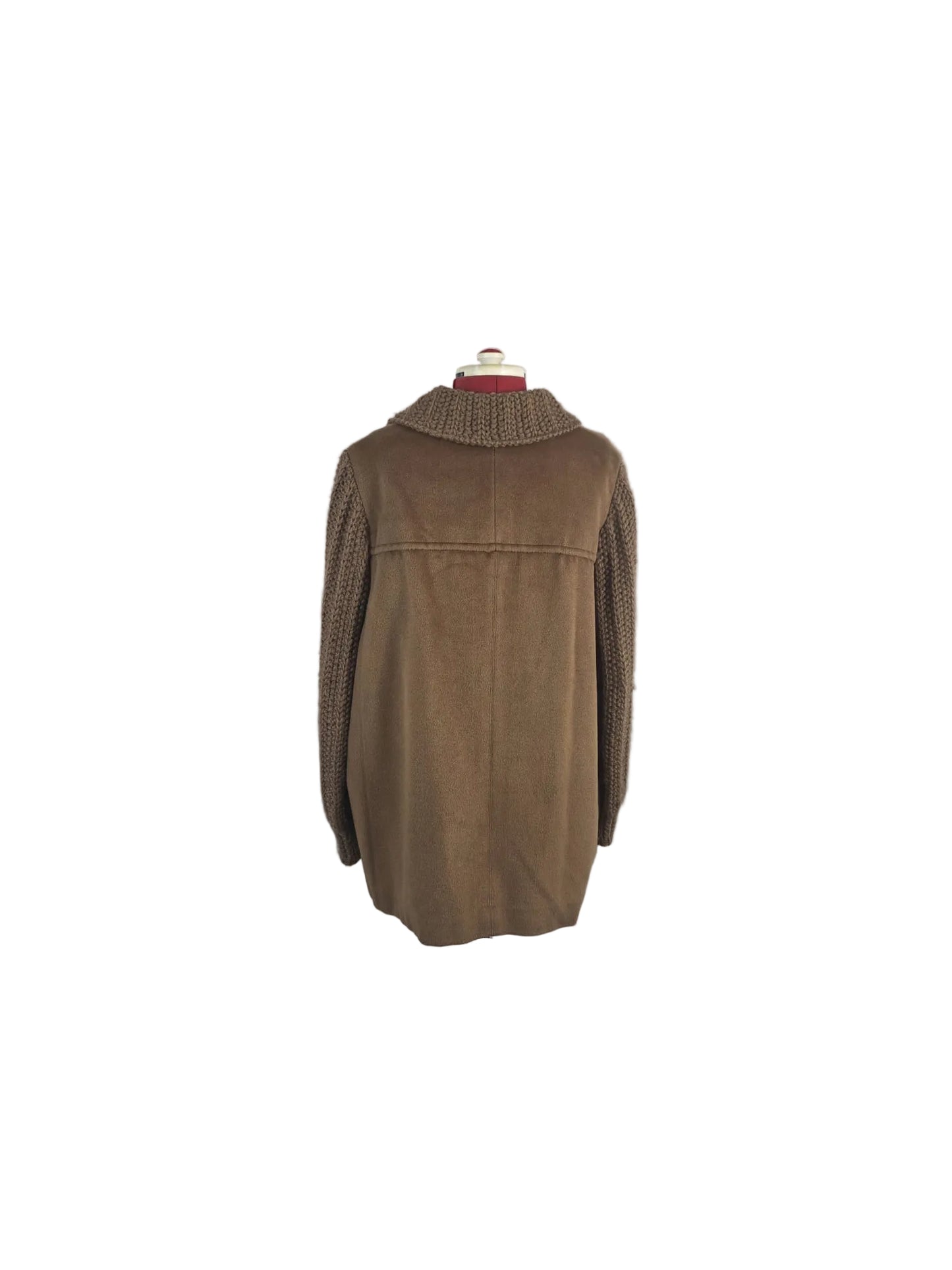 1970s Vintage Camel Knit Sleeve Coat Poppers