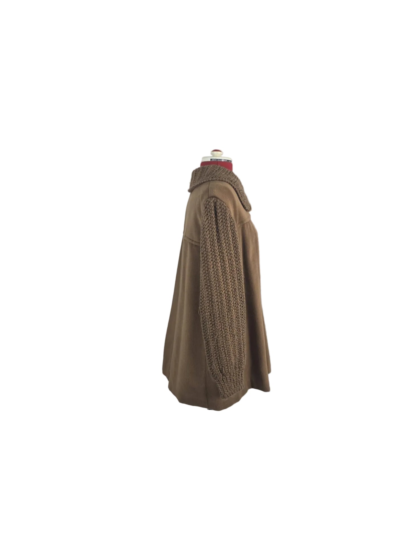 1970s Vintage Camel Knit Sleeve Coat Poppers