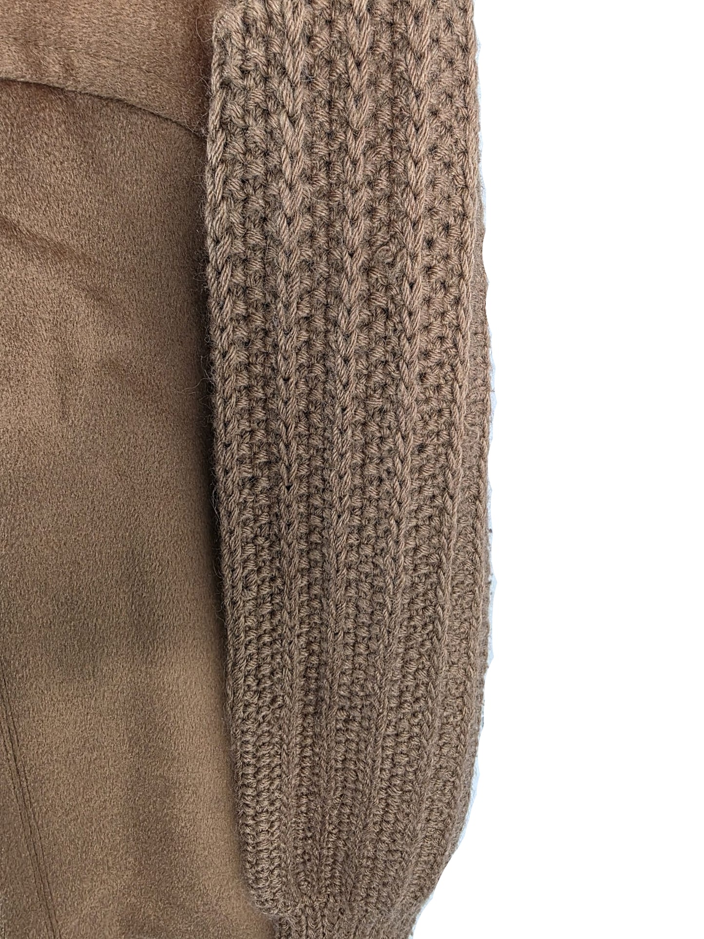 1970s Vintage Camel Knit Sleeve Coat Poppers