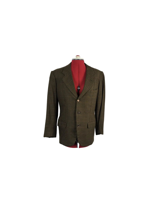 1970s/80s Genuine Vintage Houndstooth Blazer Brown Tailored Jacket