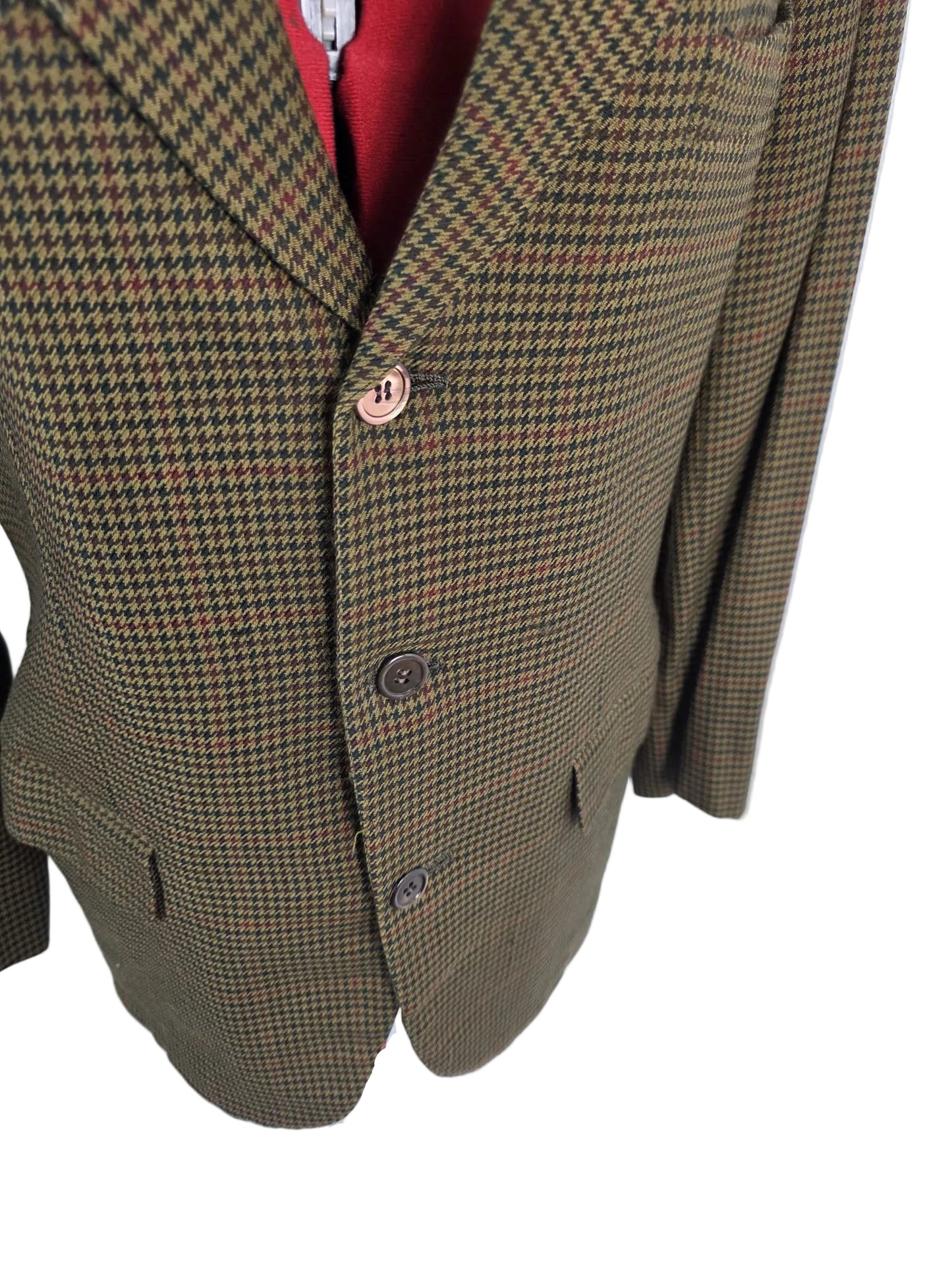 1970s/80s Genuine Vintage Houndstooth Blazer Brown Tailored Jacket