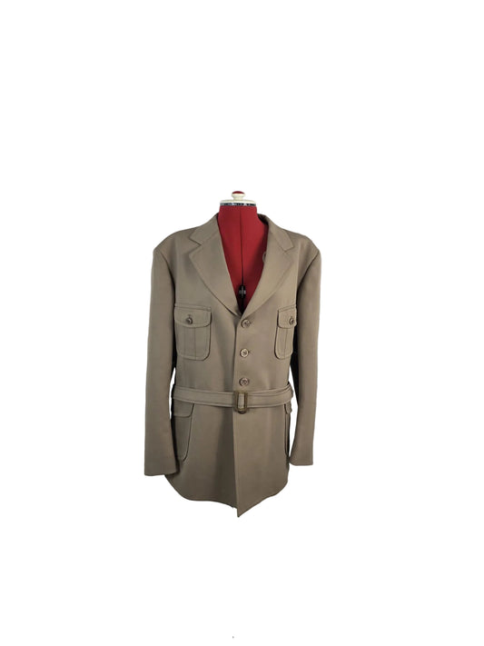 Vintage 1970s John Collier Belted Safari Jacket Milium Insulated Lining, Tan Bush Jacket