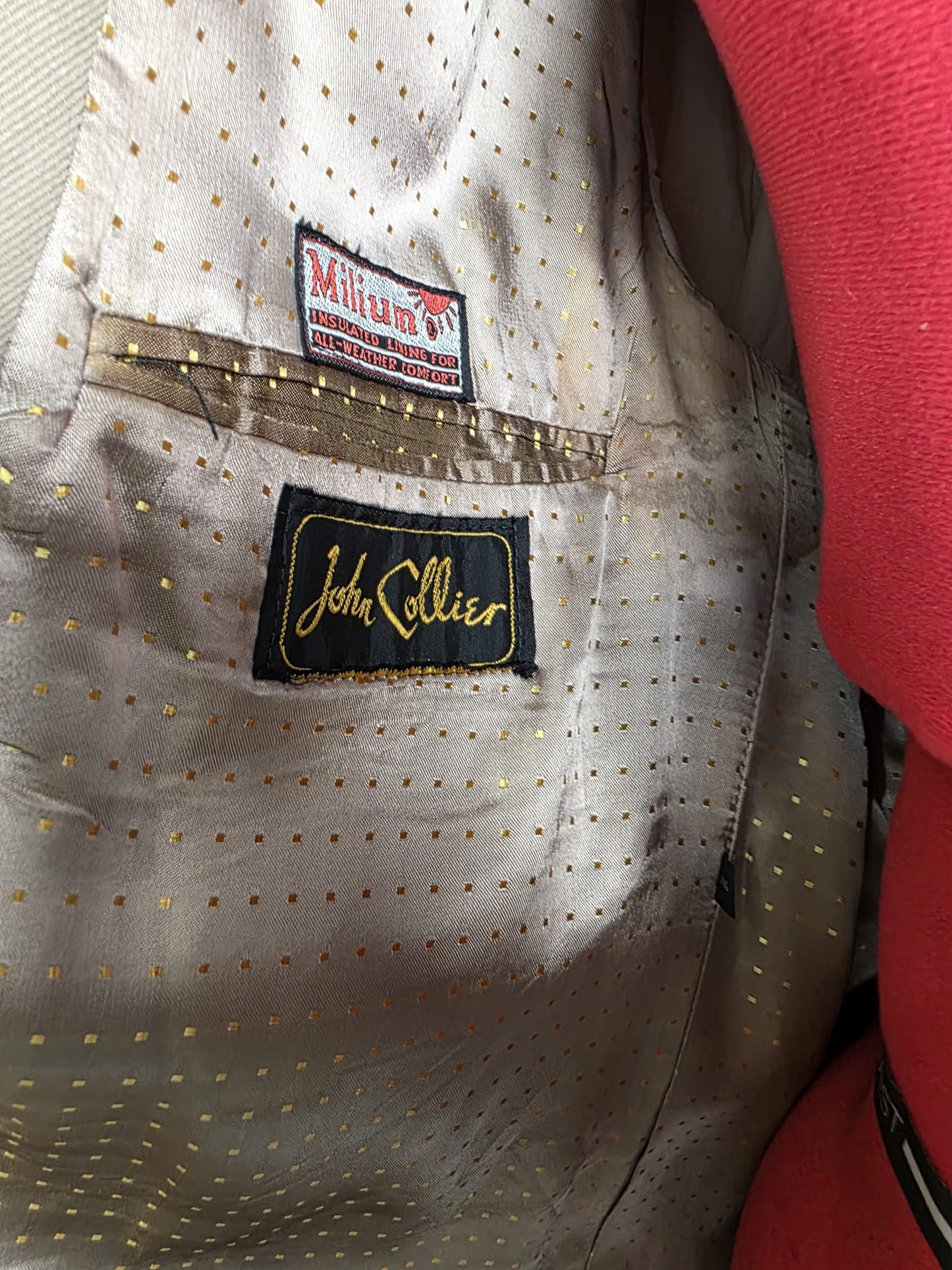 Vintage 1970s John Collier Belted Safari Jacket Milium Insulated Lining, Tan Bush Jacket