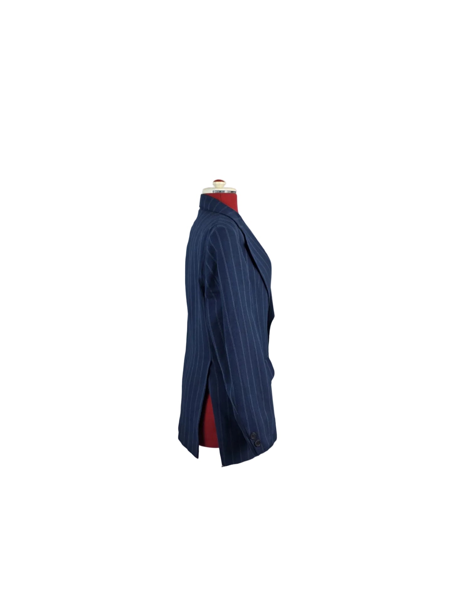Vintage 1970s John Collier Pinstripe Blazer – Milium Insulated Lining – Navy Blue Tailored Suit Jacket