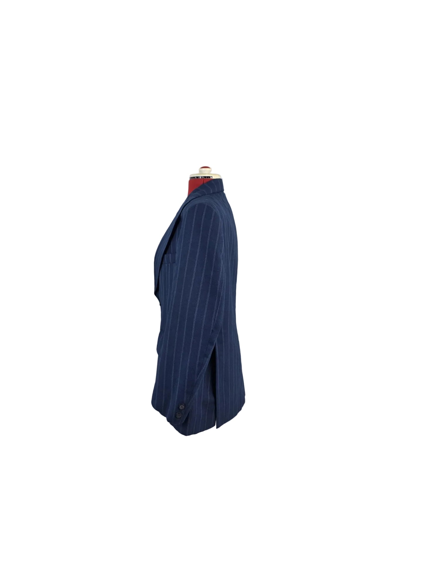 Vintage 1970s John Collier Pinstripe Blazer – Milium Insulated Lining – Navy Blue Tailored Suit Jacket