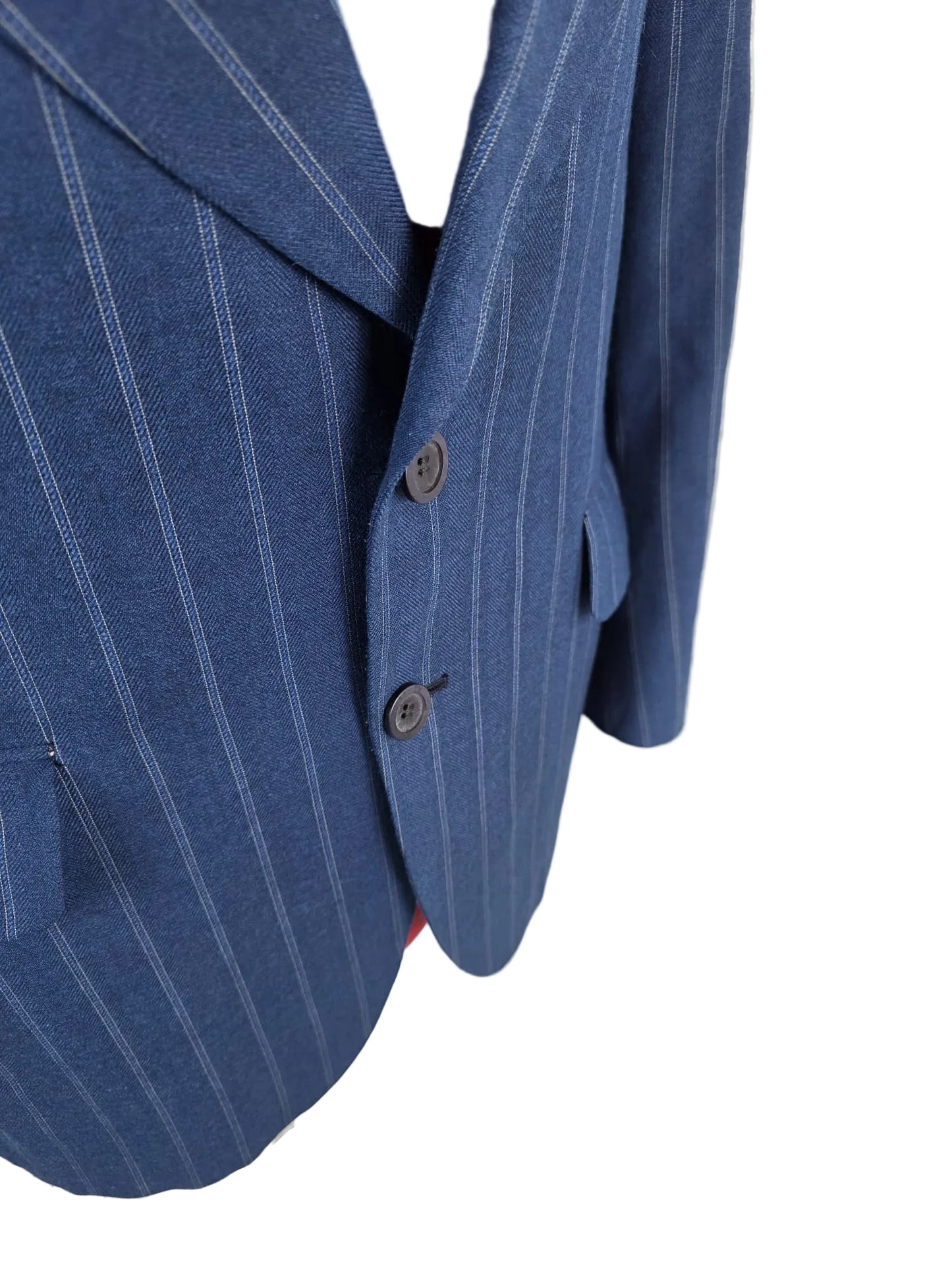 Vintage 1970s John Collier Pinstripe Blazer – Milium Insulated Lining – Navy Blue Tailored Suit Jacket