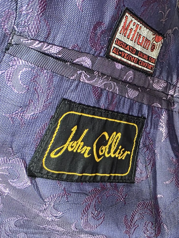 Vintage 1970s John Collier Pinstripe Blazer – Milium Insulated Lining – Navy Blue Tailored Suit Jacket