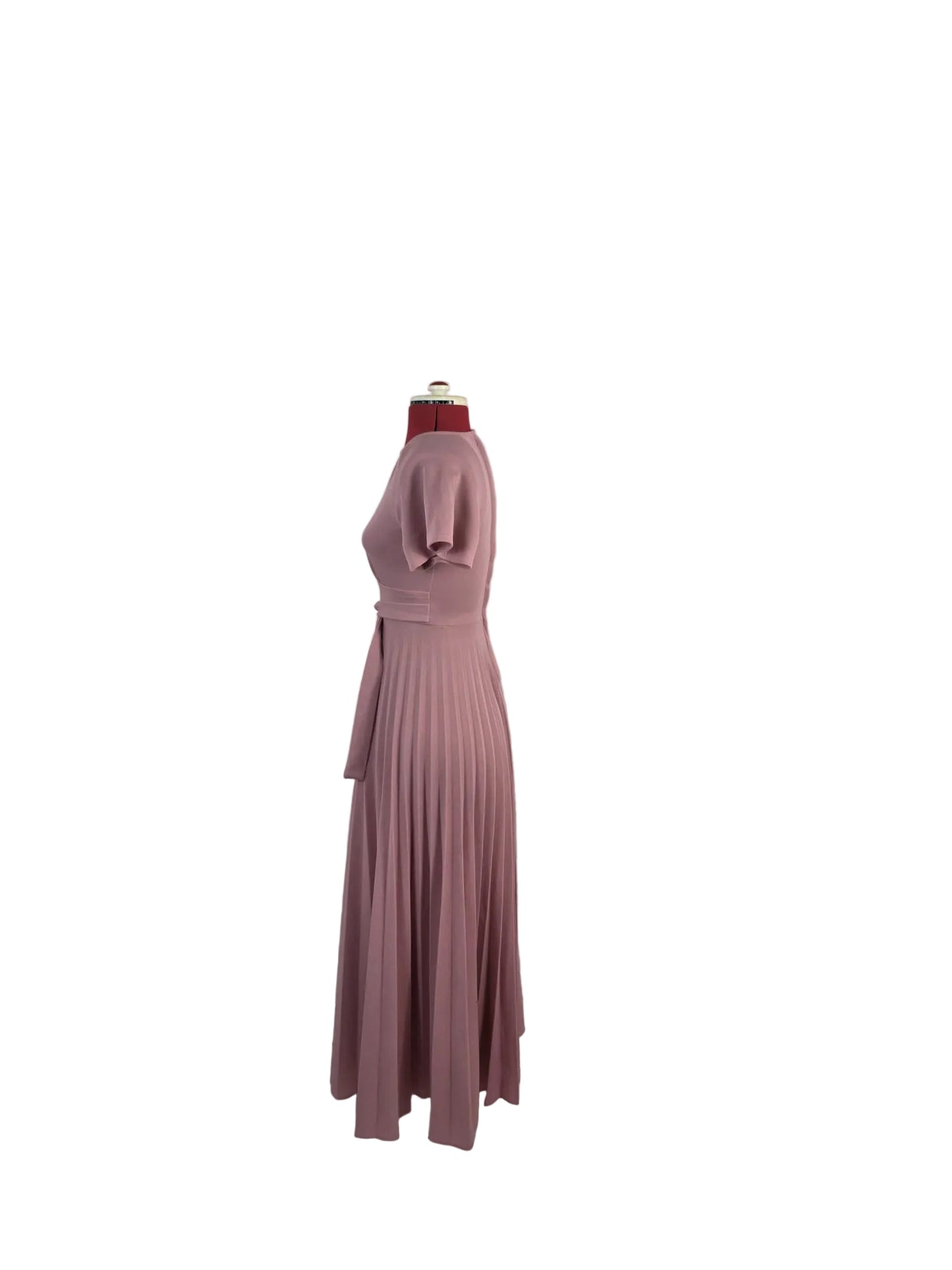 1970s Genuine Vintage Lewis Barnett Pleated Midi Dress Tie Waist Pink