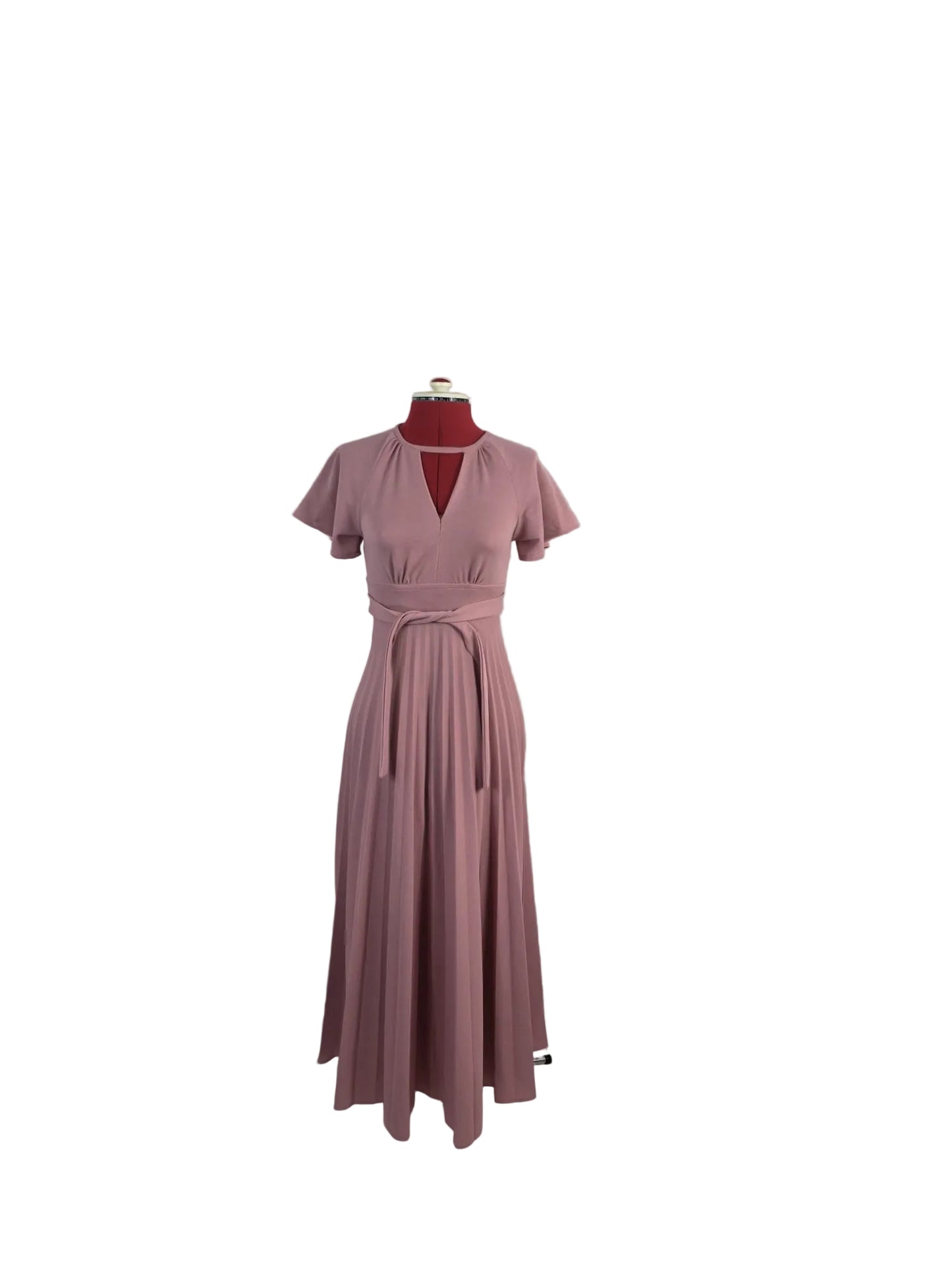 1970s Genuine Vintage Lewis Barnett Pleated Midi Dress Tie Waist Pink