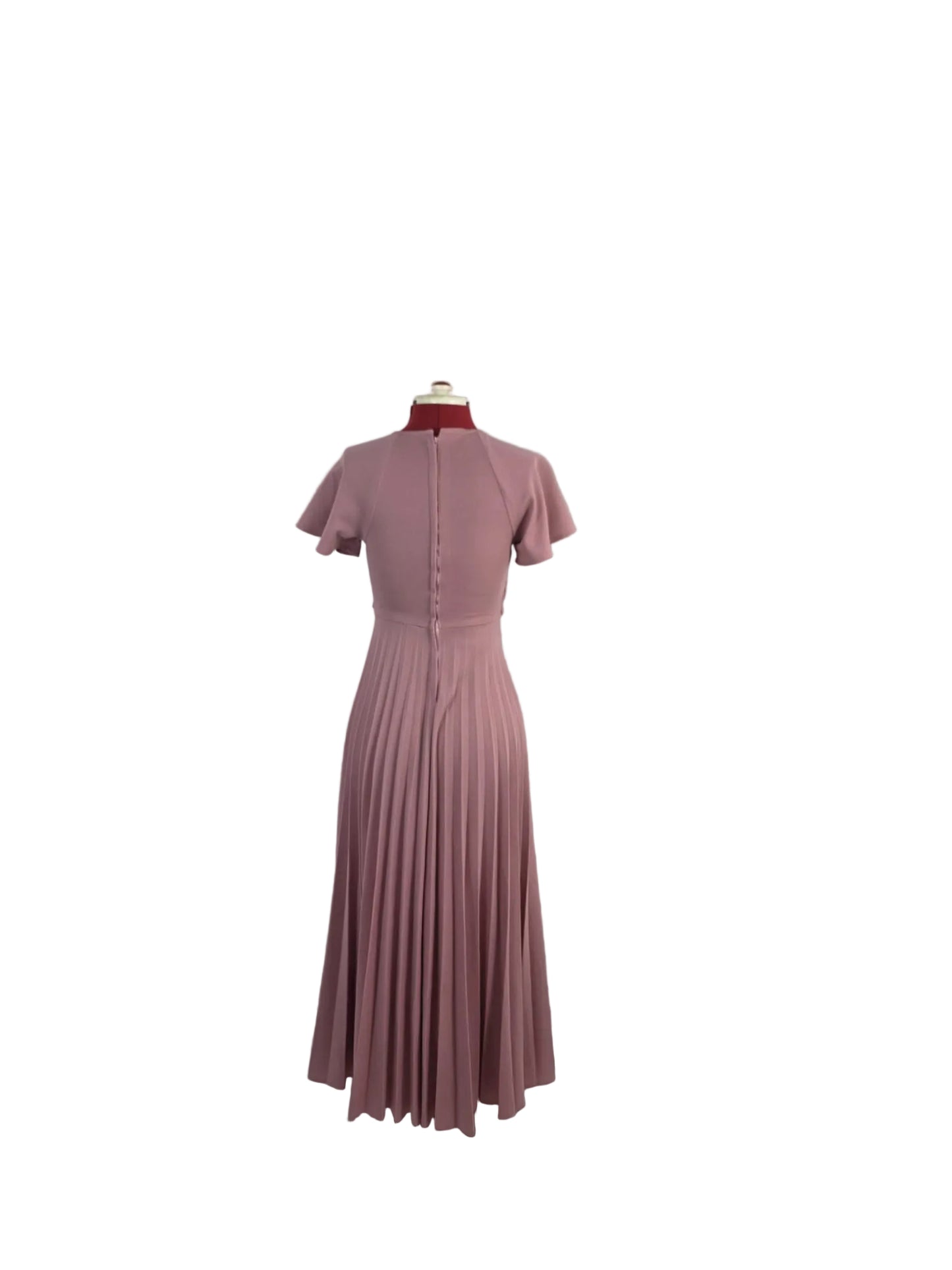 1970s Genuine Vintage Lewis Barnett Pleated Midi Dress Tie Waist Pink