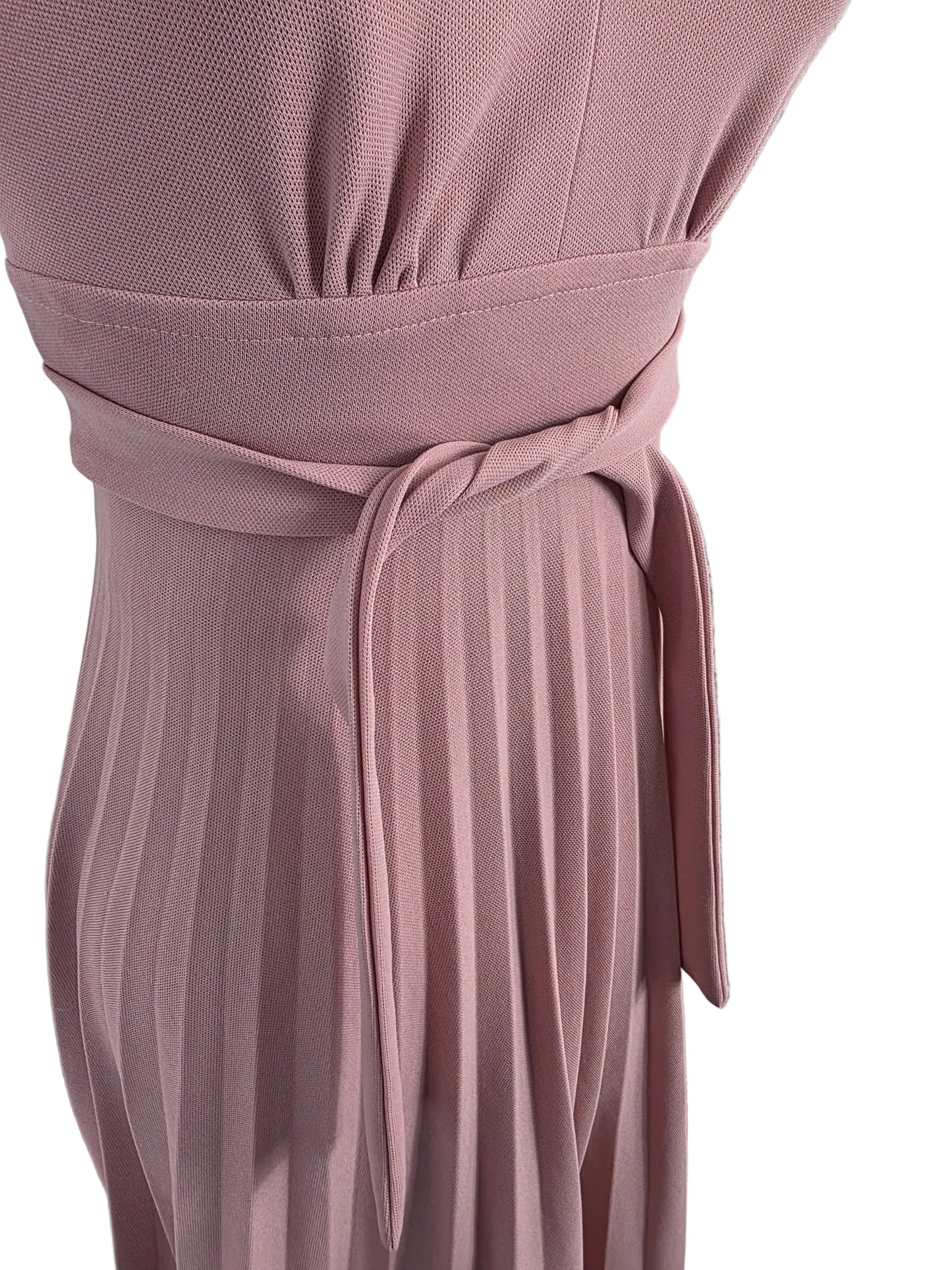 1970s Genuine Vintage Lewis Barnett Pleated Midi Dress Tie Waist Pink