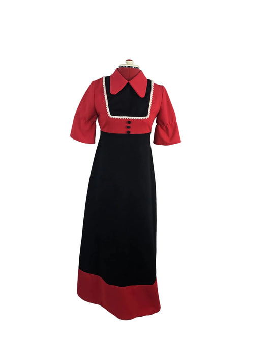 1970s Ranett Modeller Contrast Collar Dress