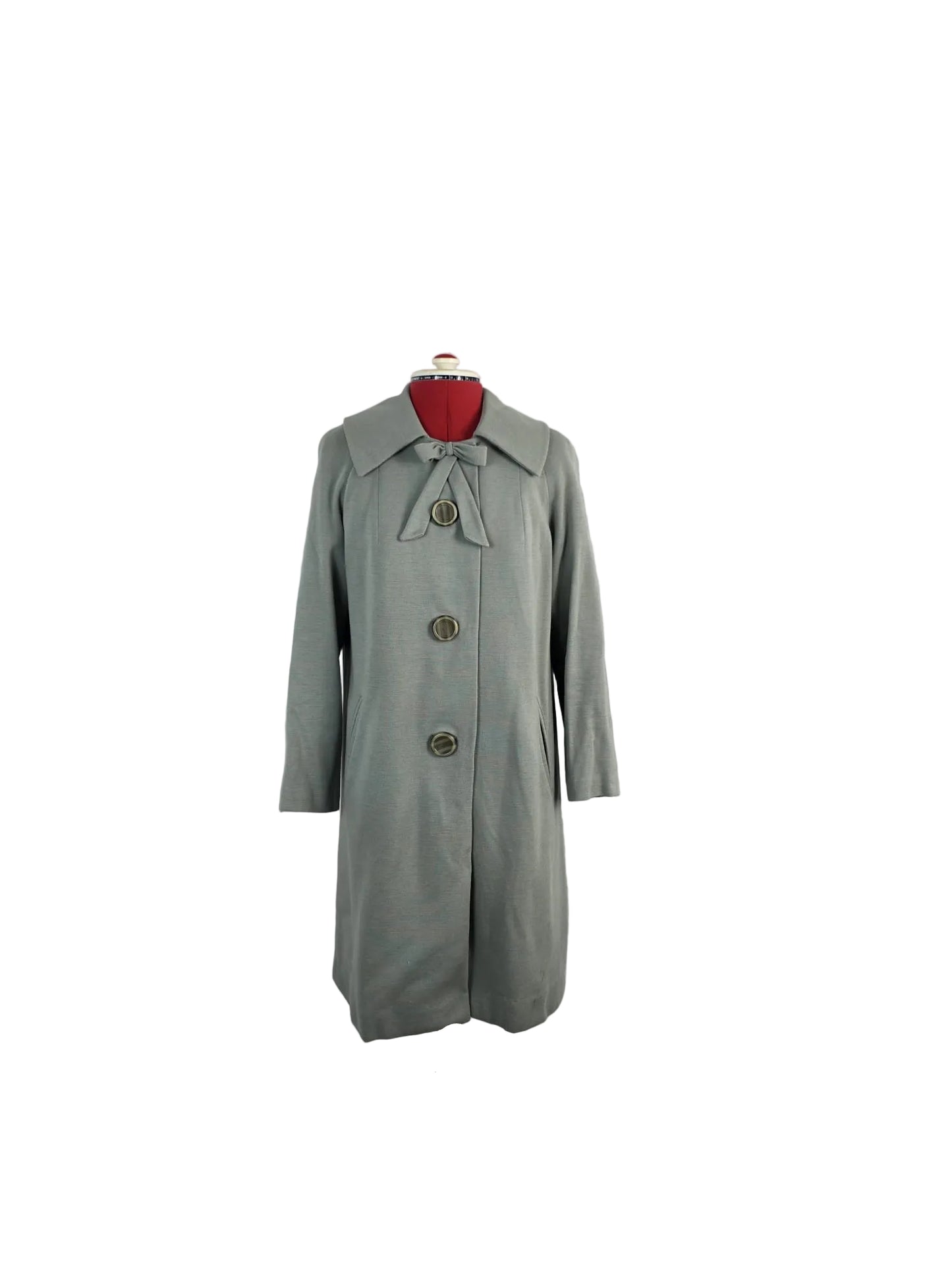 1960s Genuine Vintage All Wool Coat Little Women Style Grey Bow Detail
