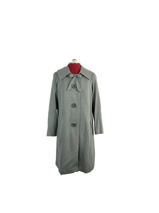1960s Genuine Vintage All Wool Coat Little Women Style Grey Bow Detail