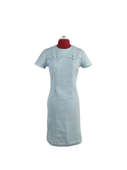 1960s Crimplene Textured Shift Dress