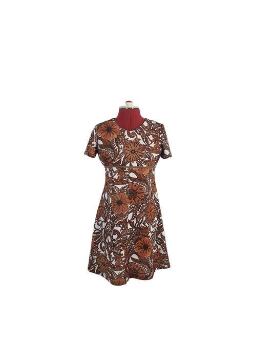 late 1960s Handmade Psychedelic Floral Mini Dress
