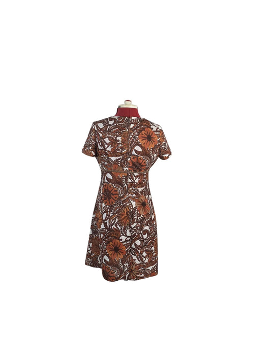 late 1960s Handmade Psychedelic Floral Mini Dress