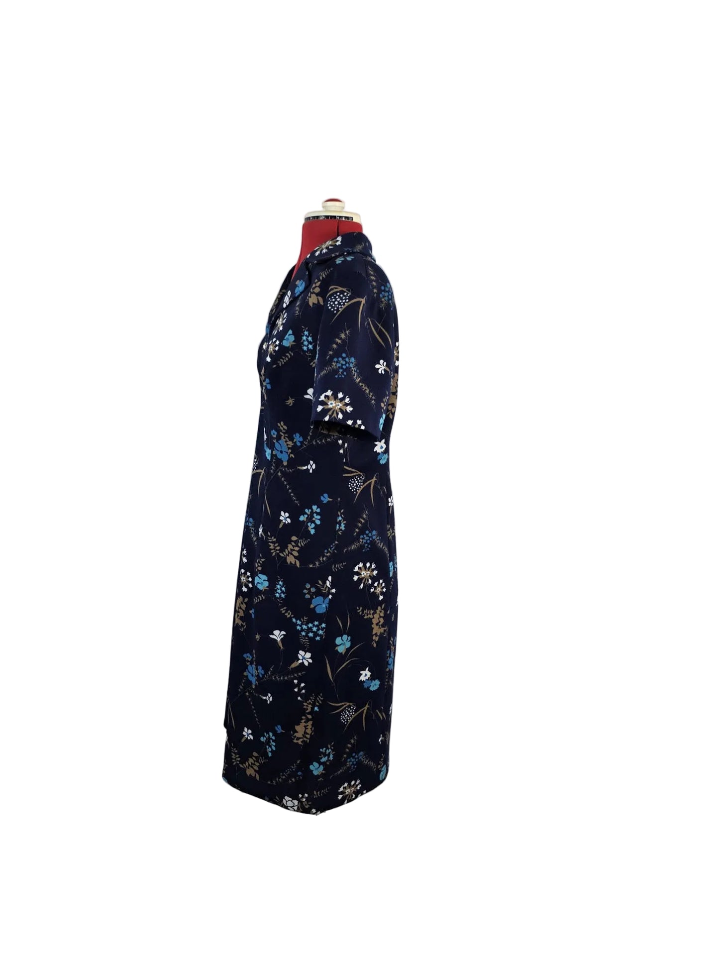 1970s Shirt Dress  Navy Floral Everyday Essential