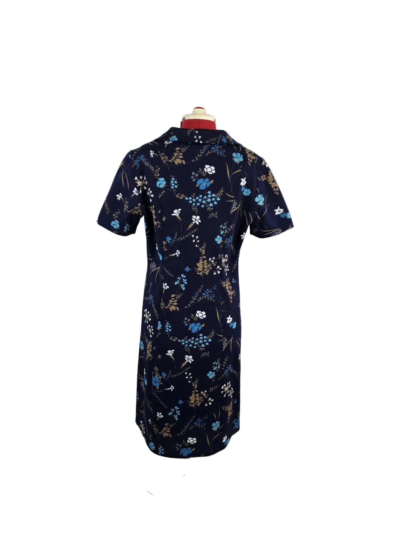 1970s Shirt Dress  Navy Floral Everyday Essential