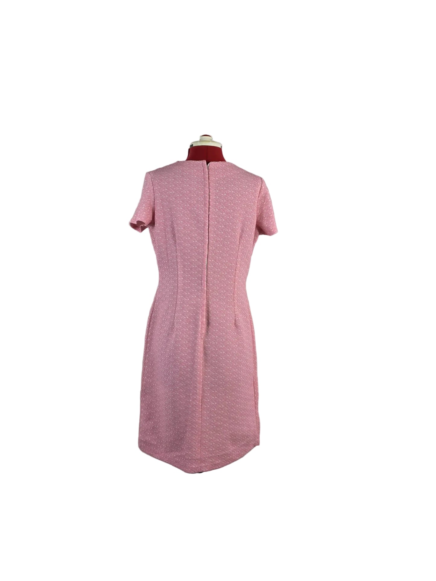 1960s Mod Shift Dress – Pink Textured Rosette Detail
