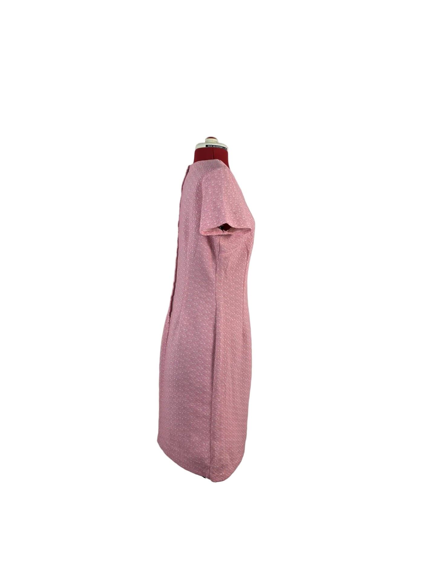 1960s Mod Shift Dress – Pink Textured Rosette Detail