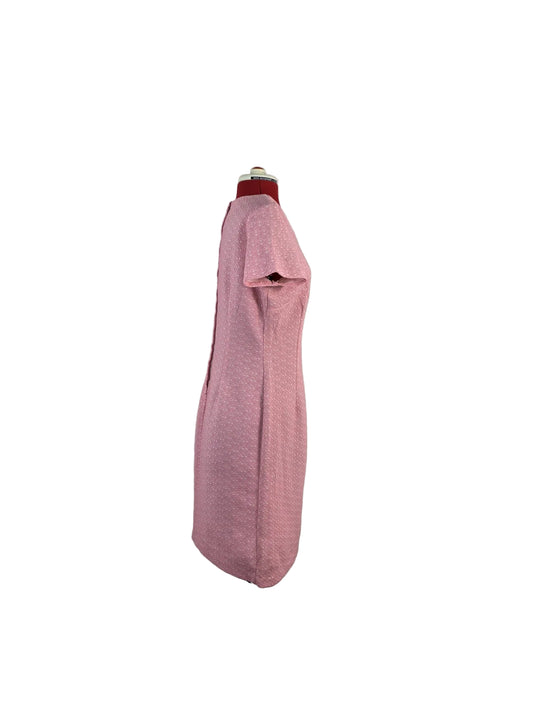 1960s Mod Shift Dress – Pink Textured Rosette Detail