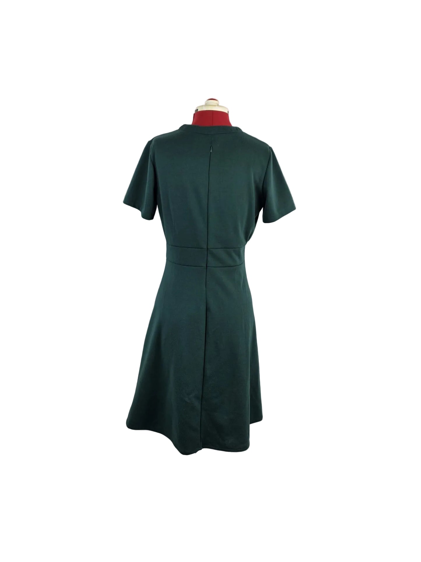 1970s Dress in 1940s Style,  Green Jersey Bow Neck
