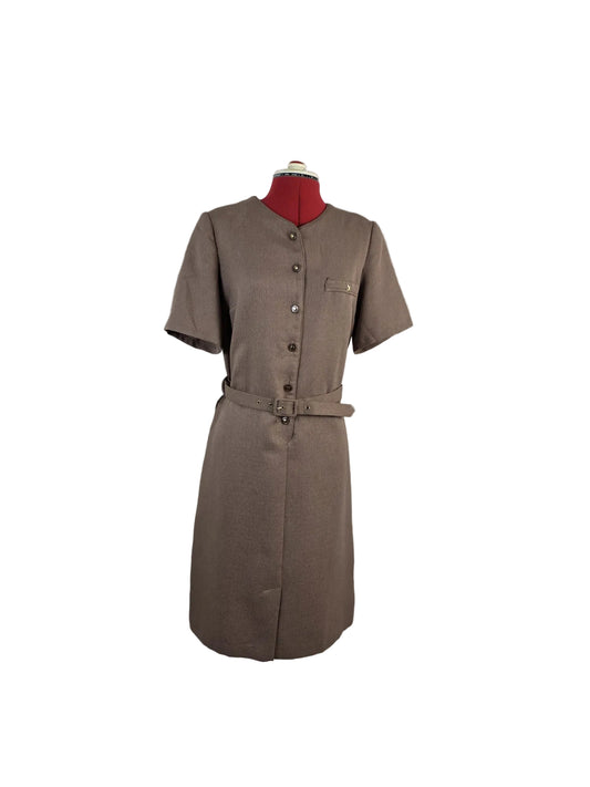 1970s Tailored Day Dress,  Daxon Belted Minimal
