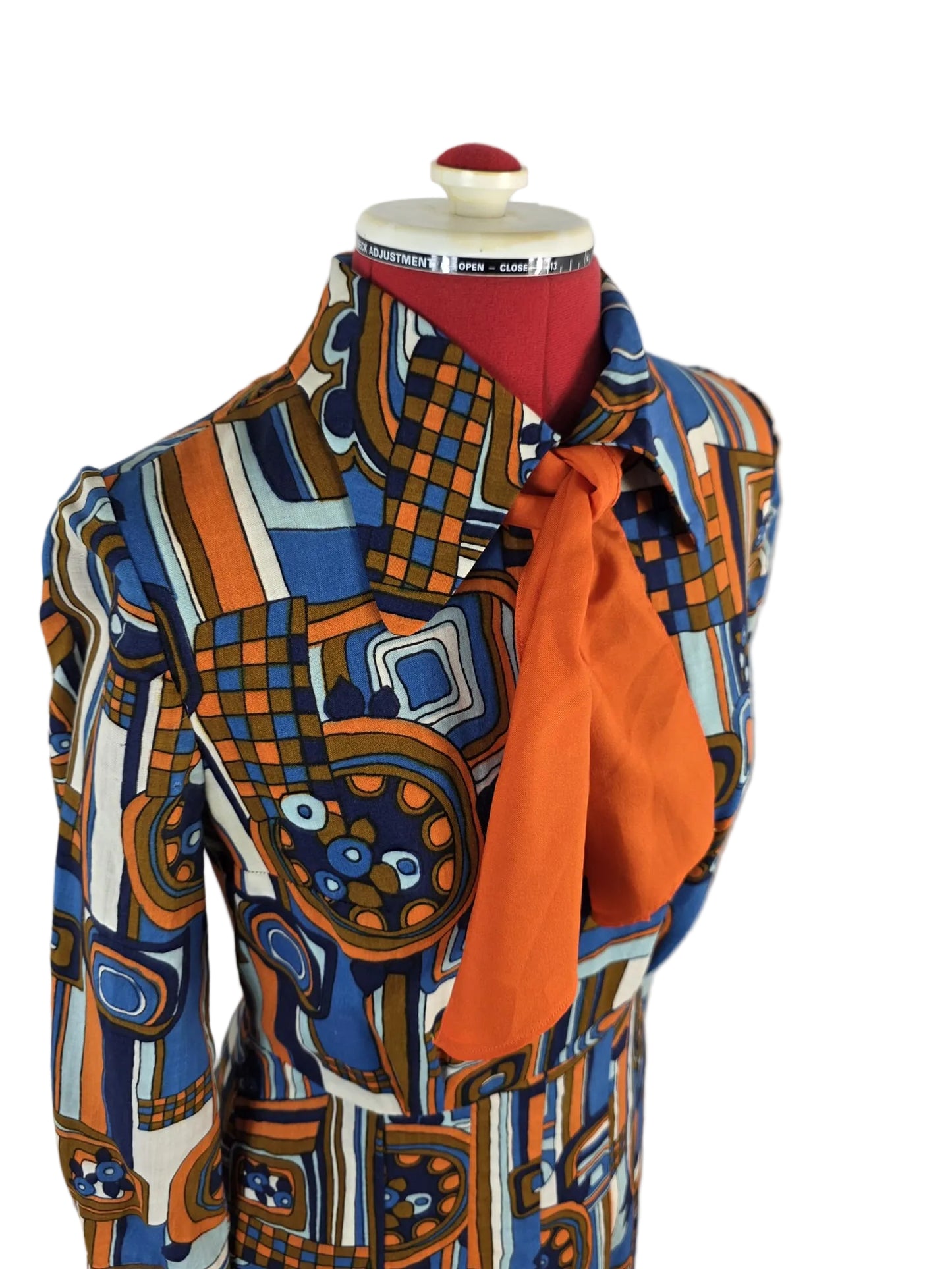 1960s/70s Genuine Vintage Mary Lane Geometric Mod Dress with Bow A-line