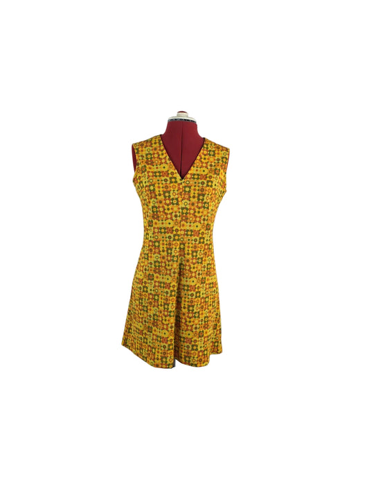 1960s Mod Mini Dress - Handmade Geometric Print