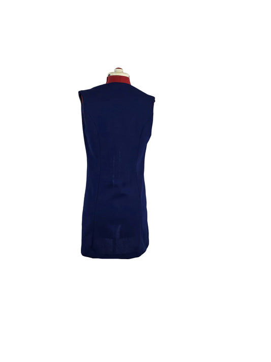 1960s Mod Tunic Blue Crimplene Gold Chain Detail