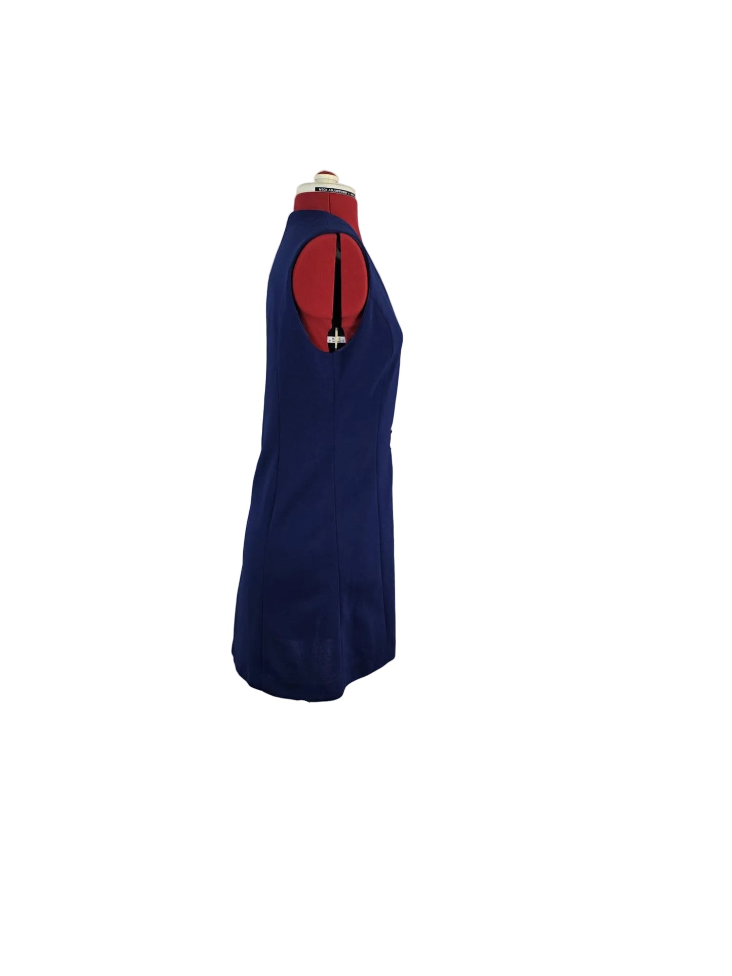 1960s Mod Tunic Blue Crimplene Gold Chain Detail