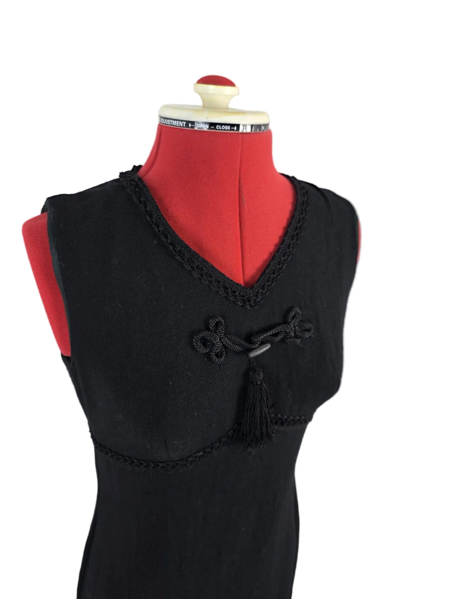 1960s / 1970s Evening Dress Vera Mont Paris Black Tassel Detail