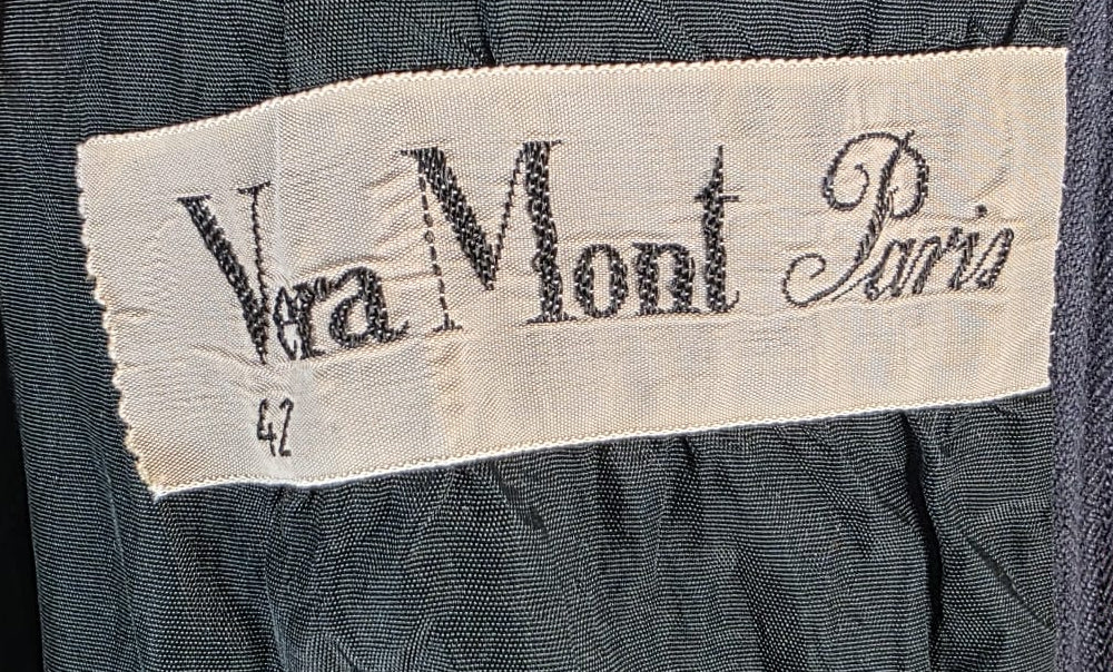 1960s / 1970s Evening Dress Vera Mont Paris Black Tassel Detail