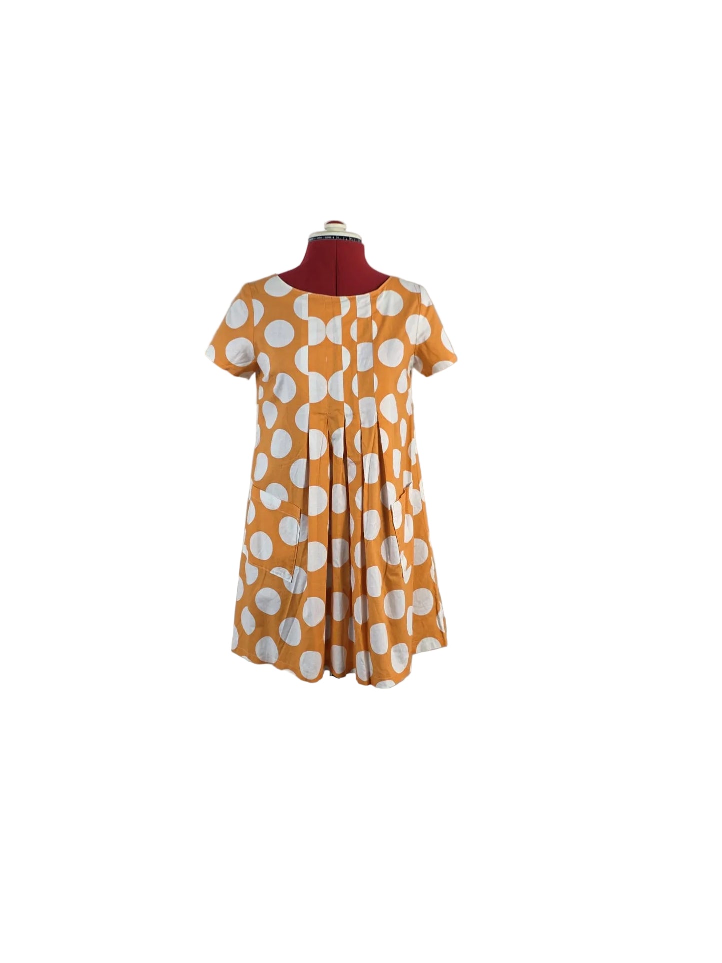 Vintage style 1960s Mod Mini Dress  Orange Polka Dot Print