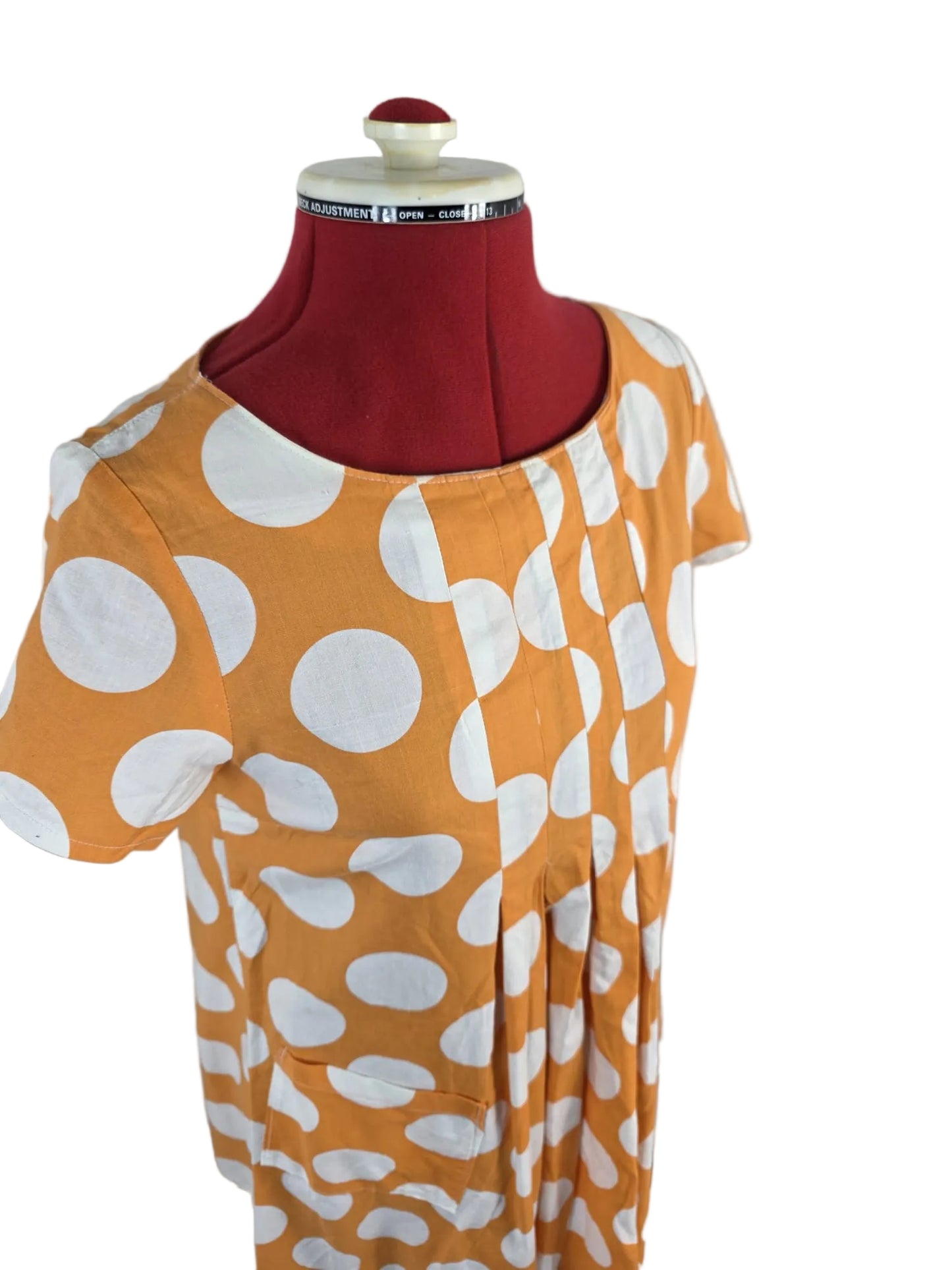 Vintage style 1960s Mod Mini Dress  Orange Polka Dot Print