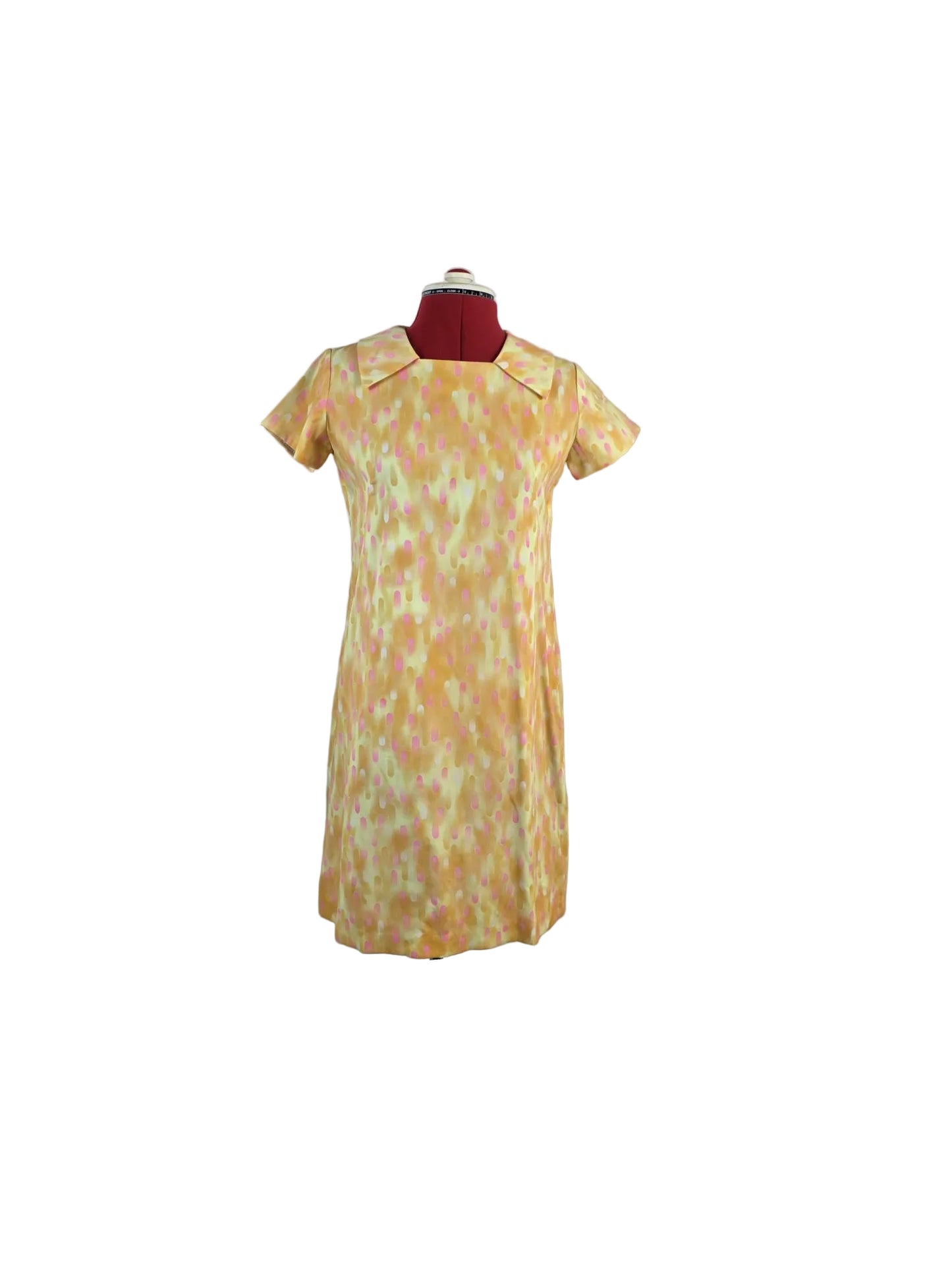1960s Mod Shift Dress, Pastel Abstract Print, handmade