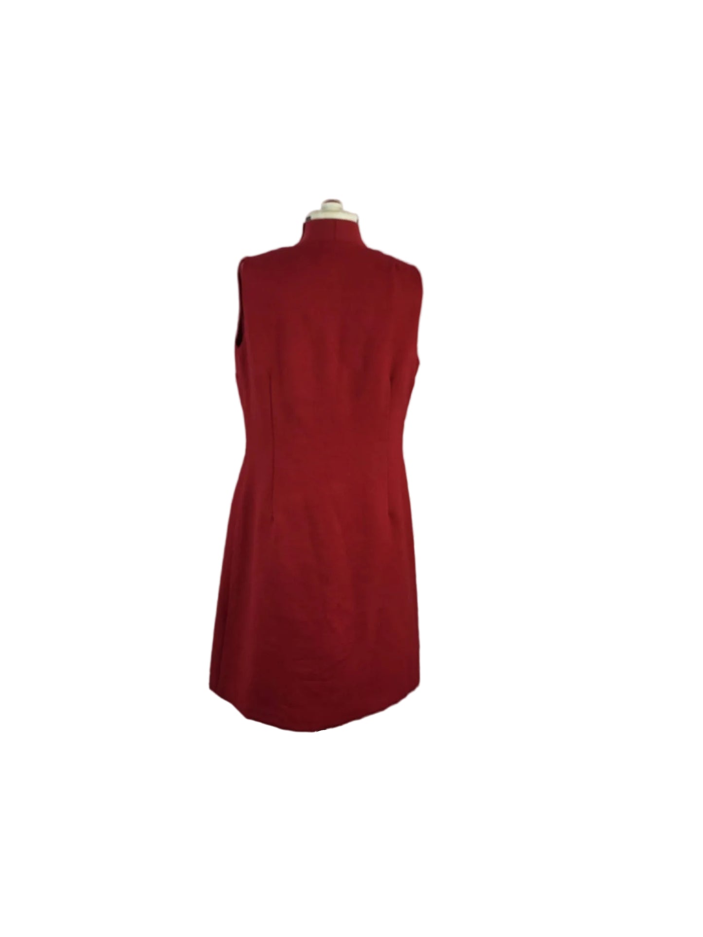 1980s,  Red Wool Dress with Gold Buttons