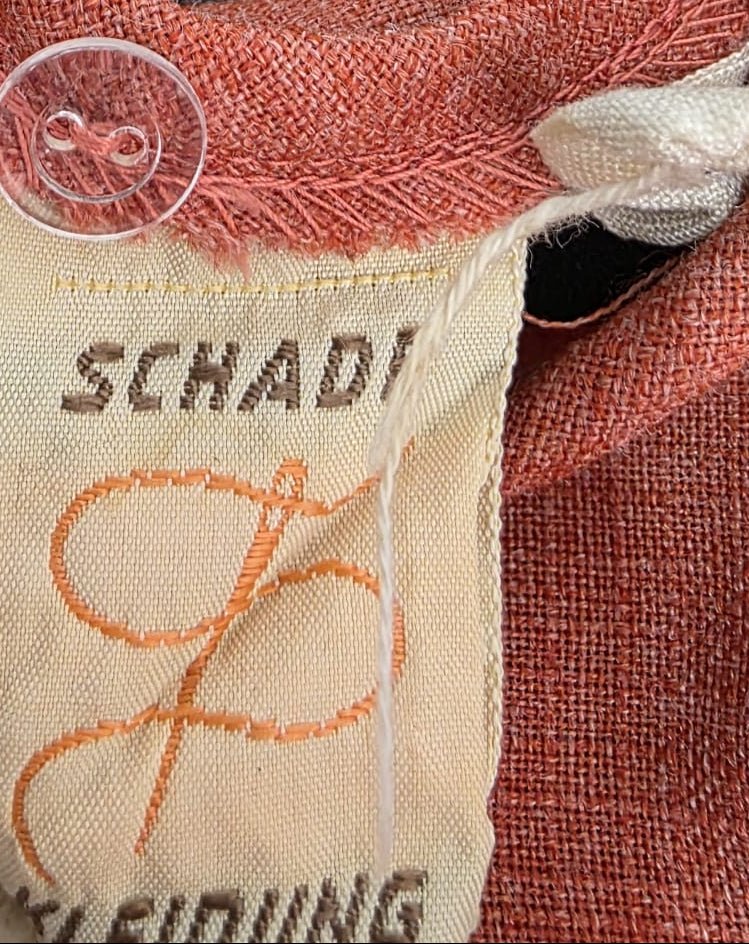 Late 1950s Rust Pleated Dress with Detachable Collar, Schadi Kleidung