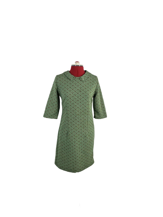 1960s Genuine Vintage Green Mini Dress Textured Mod Shift Dress
