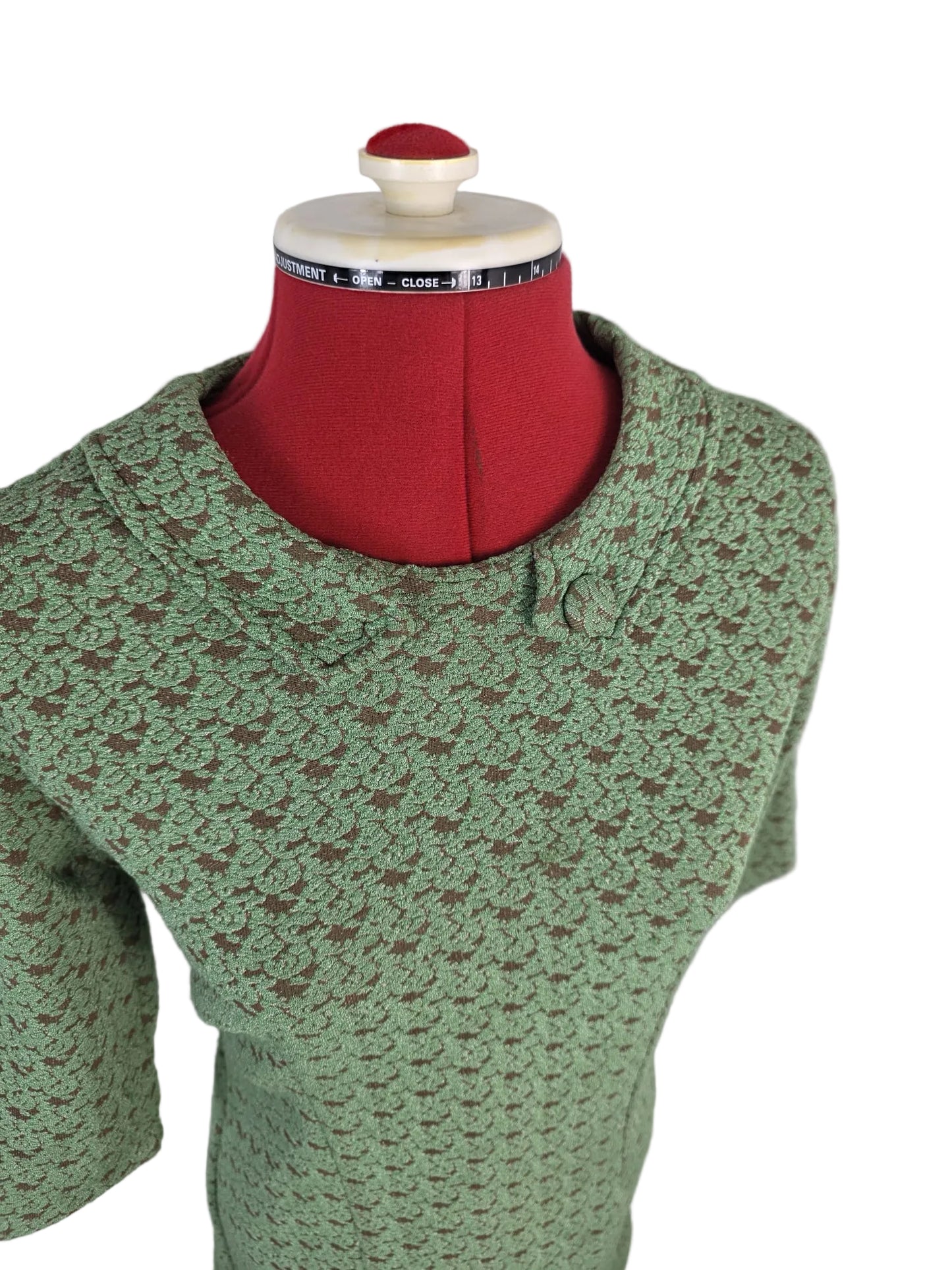 1960s Genuine Vintage Green Mini Dress Textured Mod Shift Dress