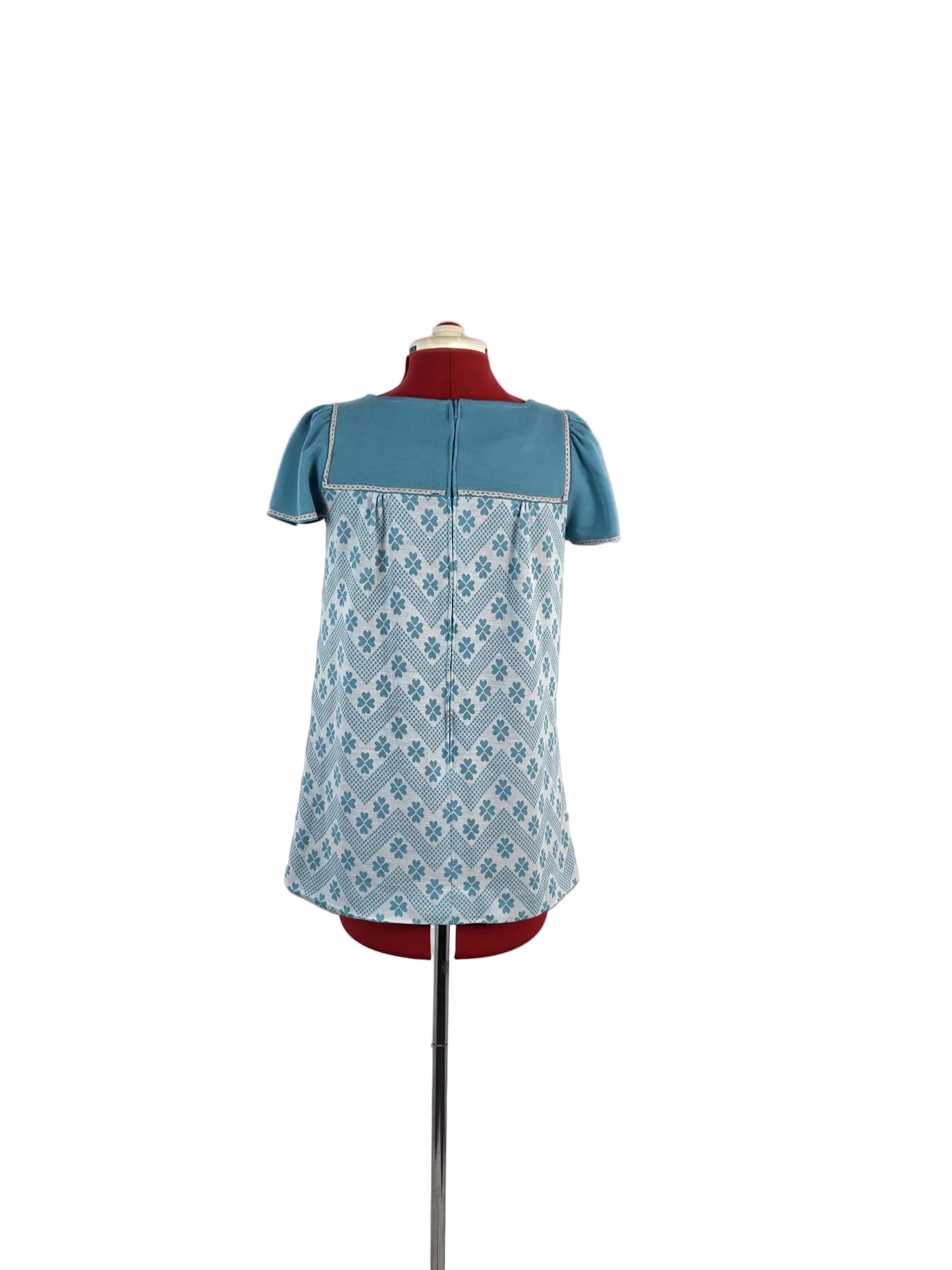 1960s Genuine Vintage Bjorn'p Mod Tunic Mini Dress Blue Patterned